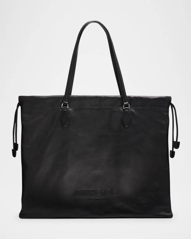 Large Drawstring Leather Tote Bag